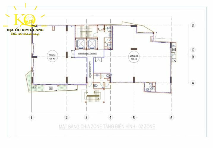 Mặt bằng tầng chia zone điển hình