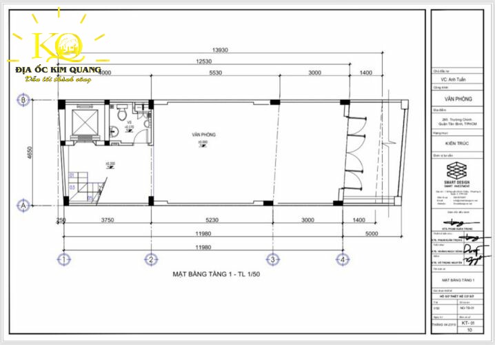 Mặt bằng tầng 1 VP Trường Chinh