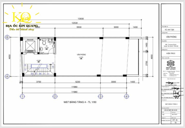 Mặt bằng tầng 4 VP Trường Chinh 