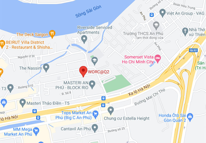 Xem link vị trí cao ốc Worc@ Q2 trên Google Map